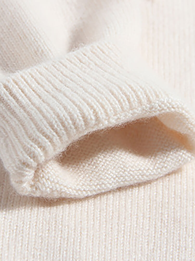 Soft Cream Strawberry Embroidery Cashmere Sweater for Girls